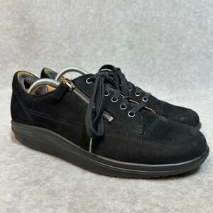 Ganter Aktiv Black Leather Comfort Walking Shoes 7G Orthotic Support Germany 8.5